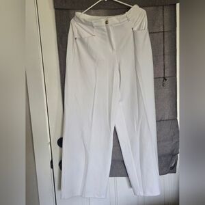 Michael Kors White Trousers Slacks Dress Pants Sz 10 Wide Leg High Waist